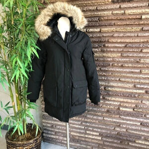 Penfield Lexington Black Insulated Parka Zip Off Faux Fur Trimmed Hood NEW